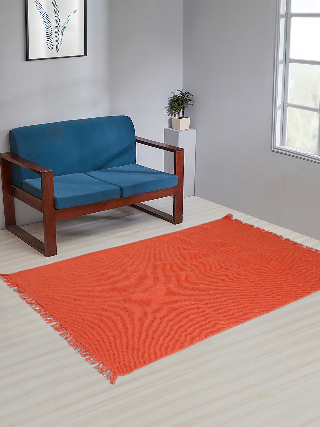 

Fabindia Orange Solid Cotton Floor Mat