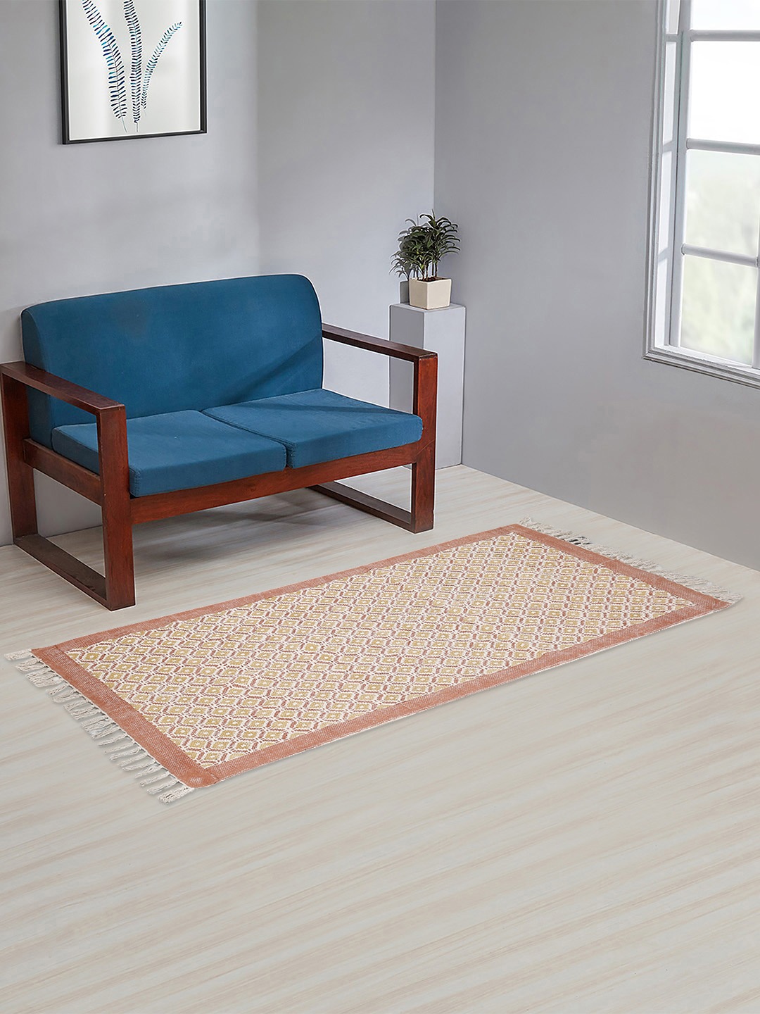 

Fabindia Brown & Yellow Printed Cotton Floor Mat