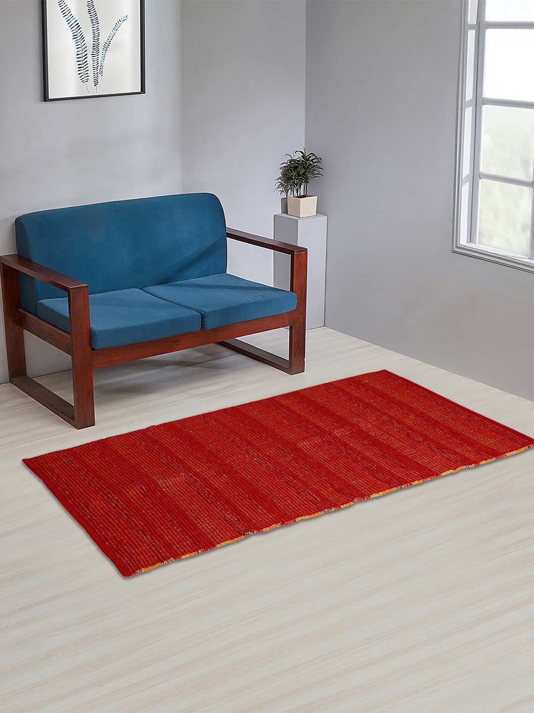 

Fabindia Red Striped Cotton Floor Mat