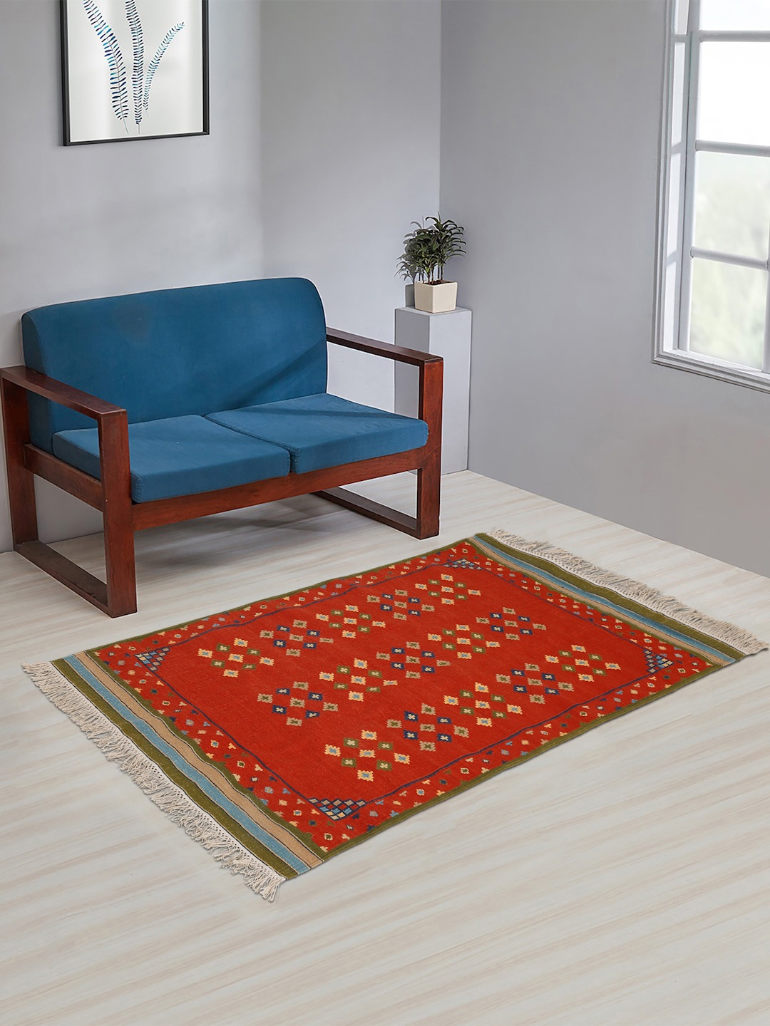 

Fabindia Red Printed Cotton Dhurrie