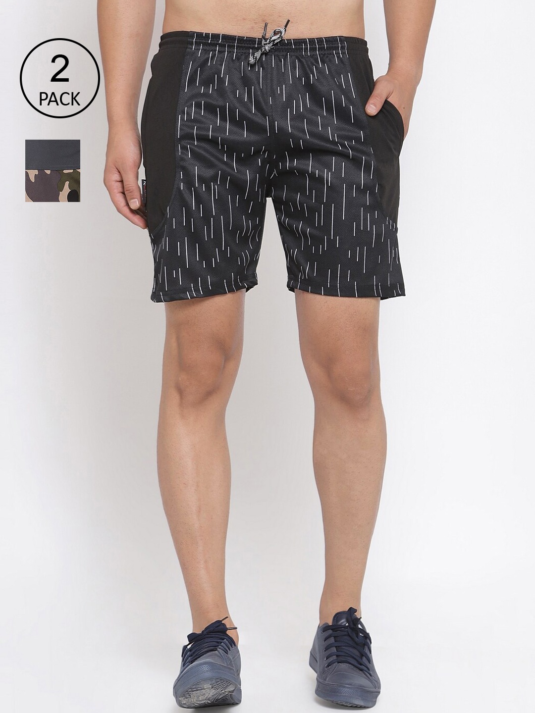 

KLOTTHE Men Pack Of 2 Rapid-Dry Sports Shorts, Grey