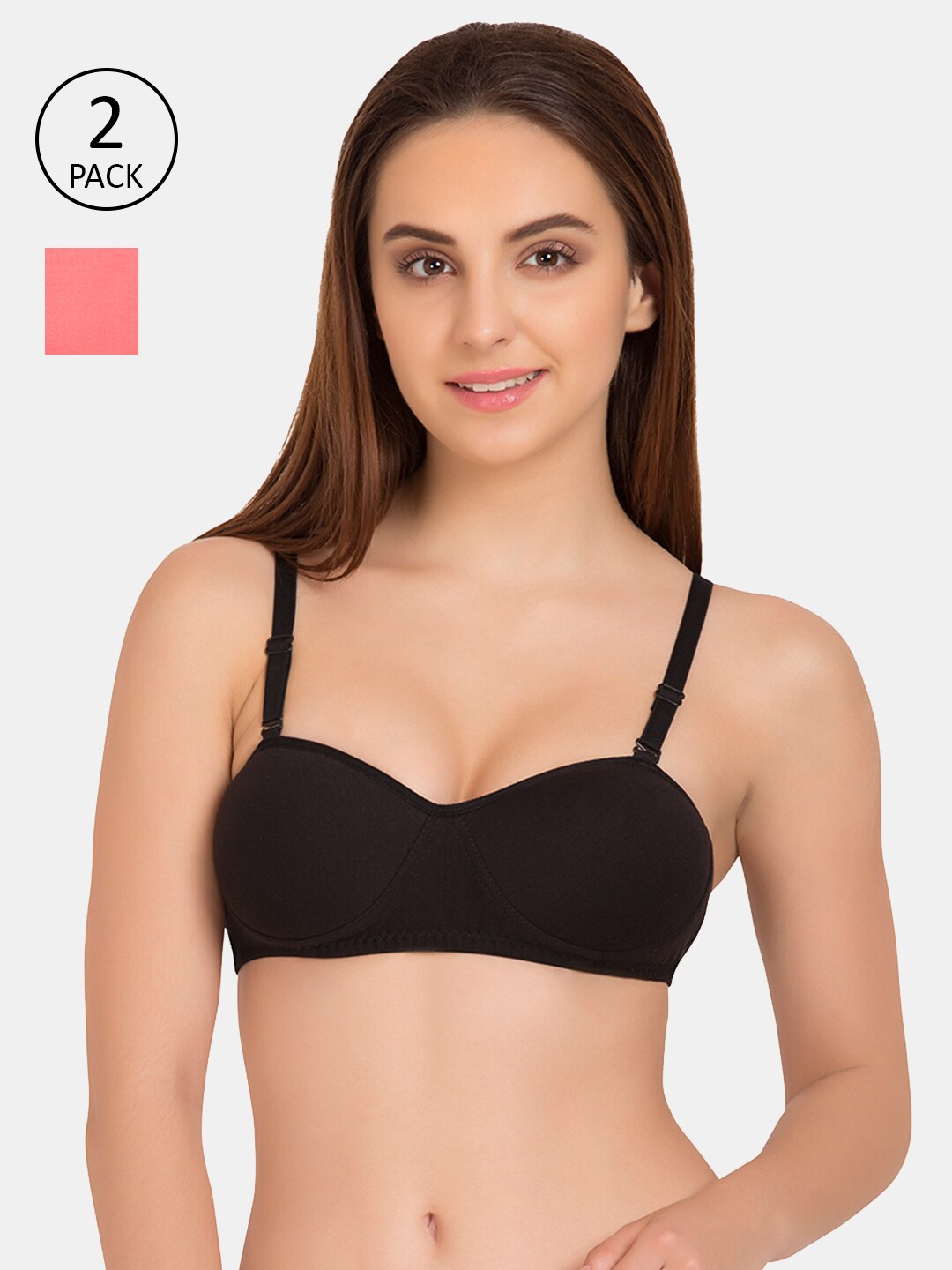 

Tweens Pack Of 2 Black & Coral Plunge Bra Lightly Padded