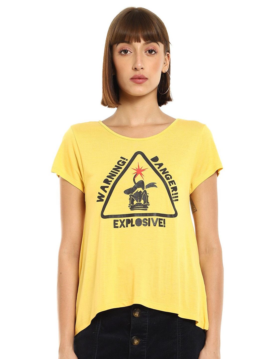 

Sugr Women Yellow Graphic Printed T-shirt
