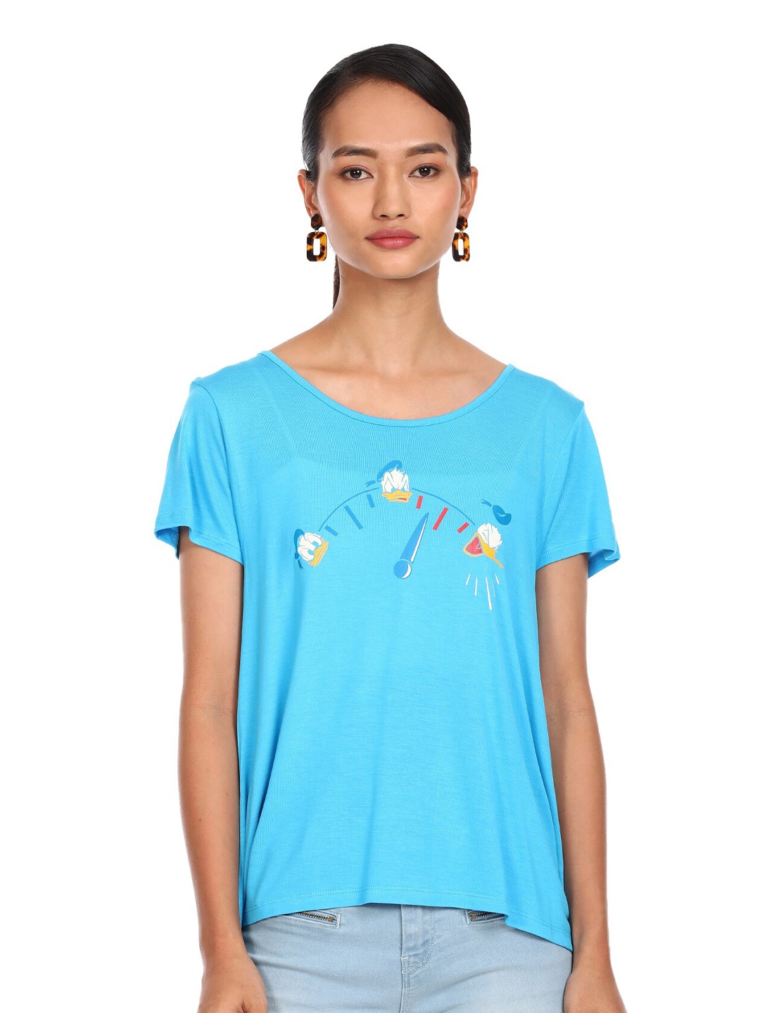 

Sugr Women Blue & White Donald Duck Printed T-shirt