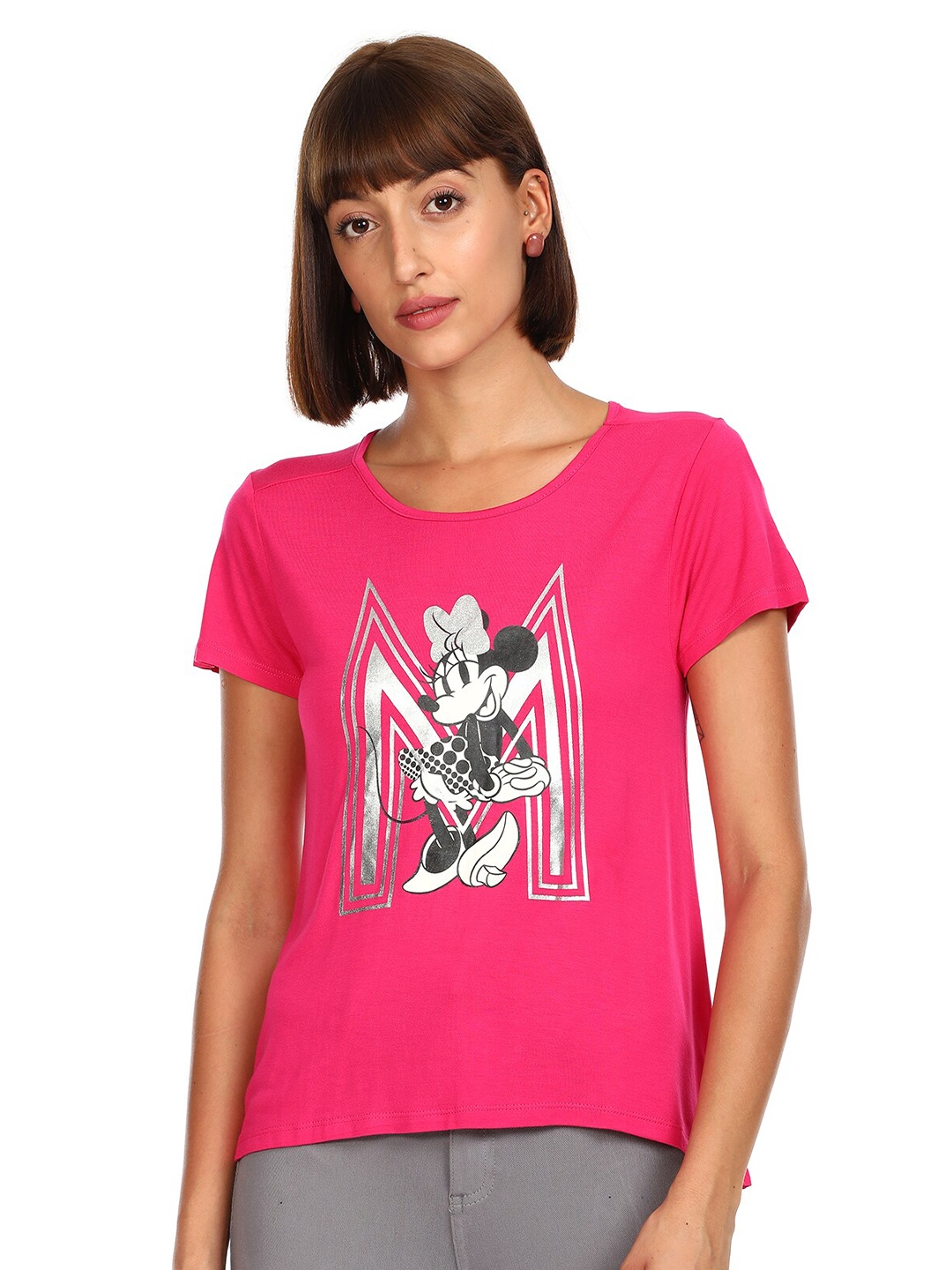 

Sugr Women Pink Minnie Mouse Printed T-Shirt