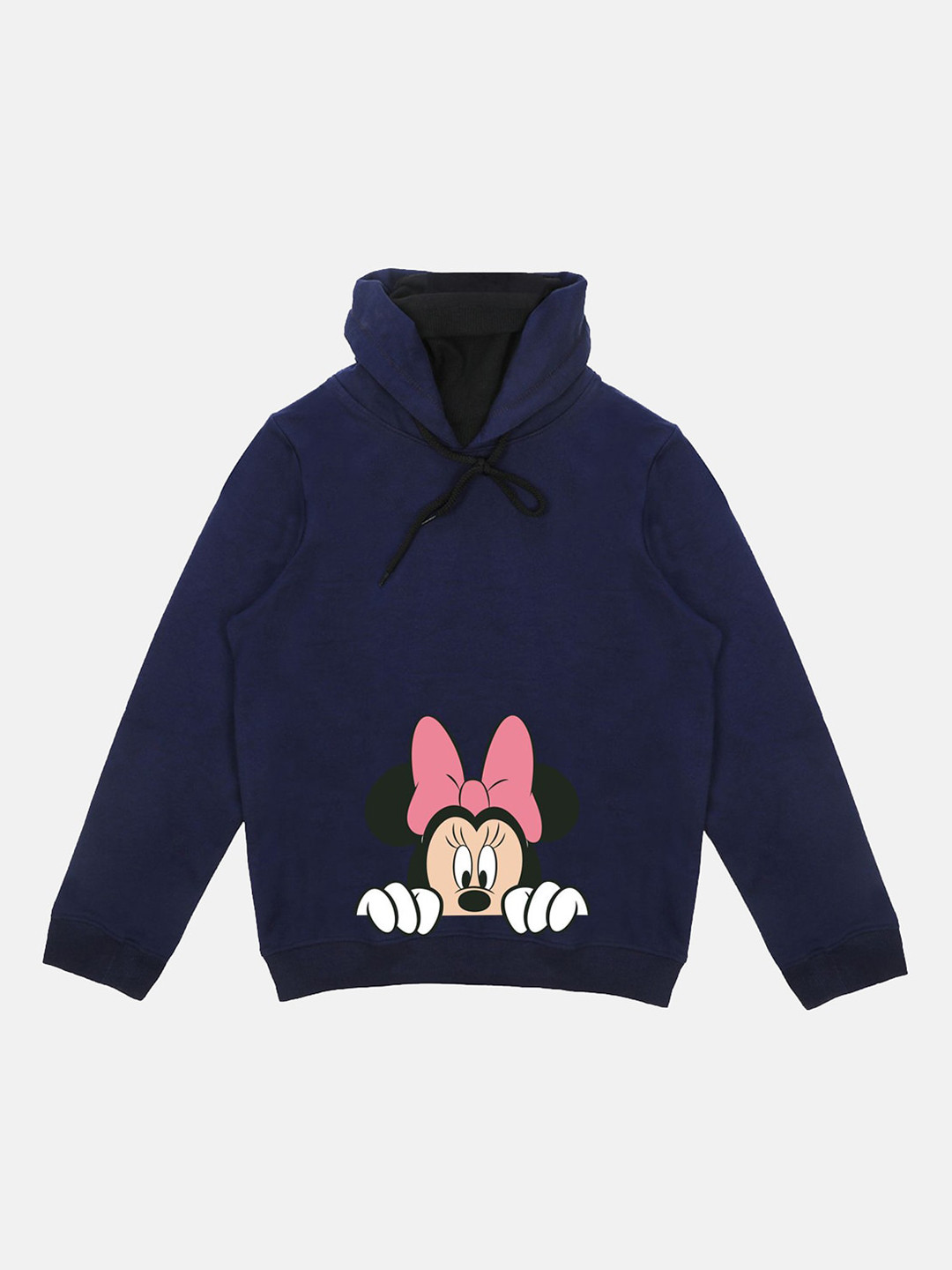 

Disney by Wear Your Mind Girls Navy Blue Minnie Mouse Printed Hooded Sweatshirt