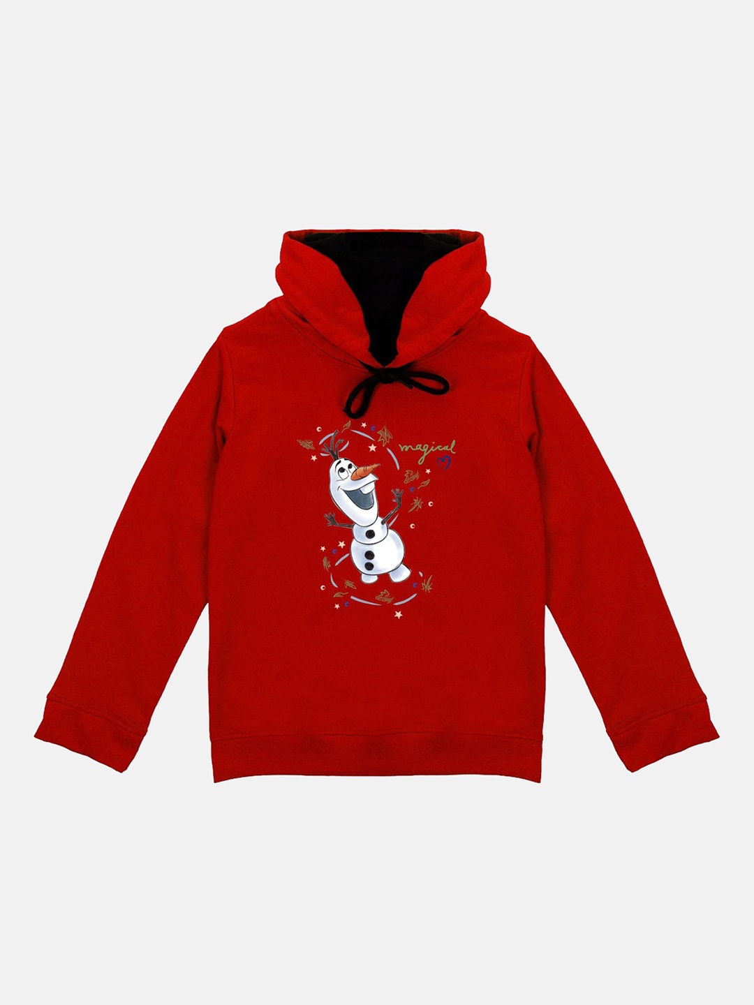 

Disney by Wear Your Mind Girls Red & White Olaf Printed Hooded Sweatshirt