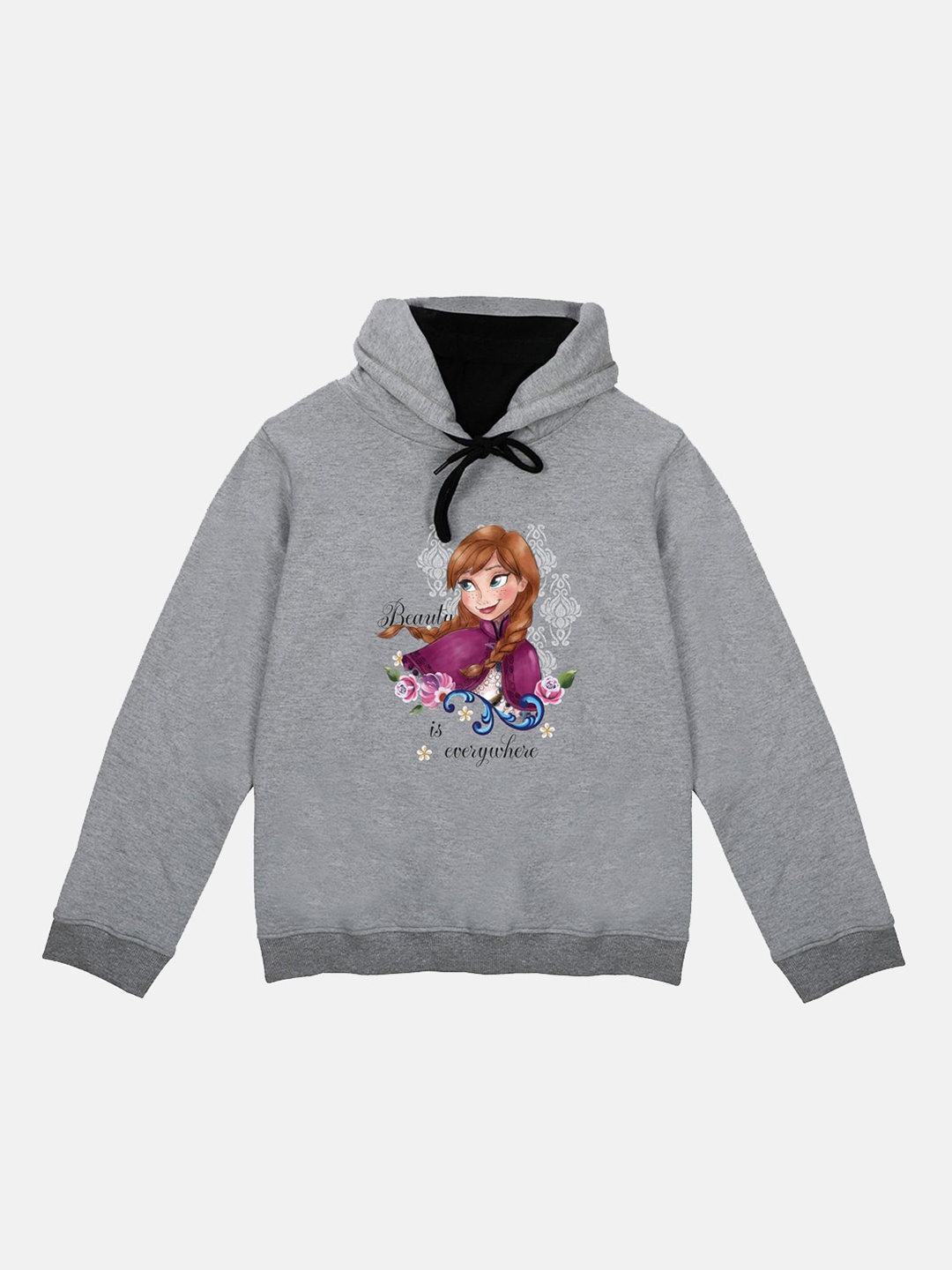 

Disney by Wear Your Mind Girls Grey Frozen Printed Hooded Sweatshirt