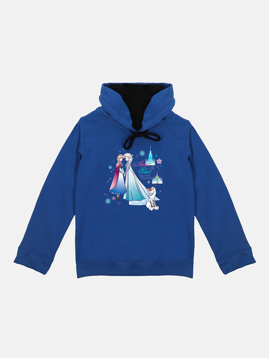

Disney by Wear Your Mind Girls Blue & Pink Frozen Printed Hooded Sweatshirt