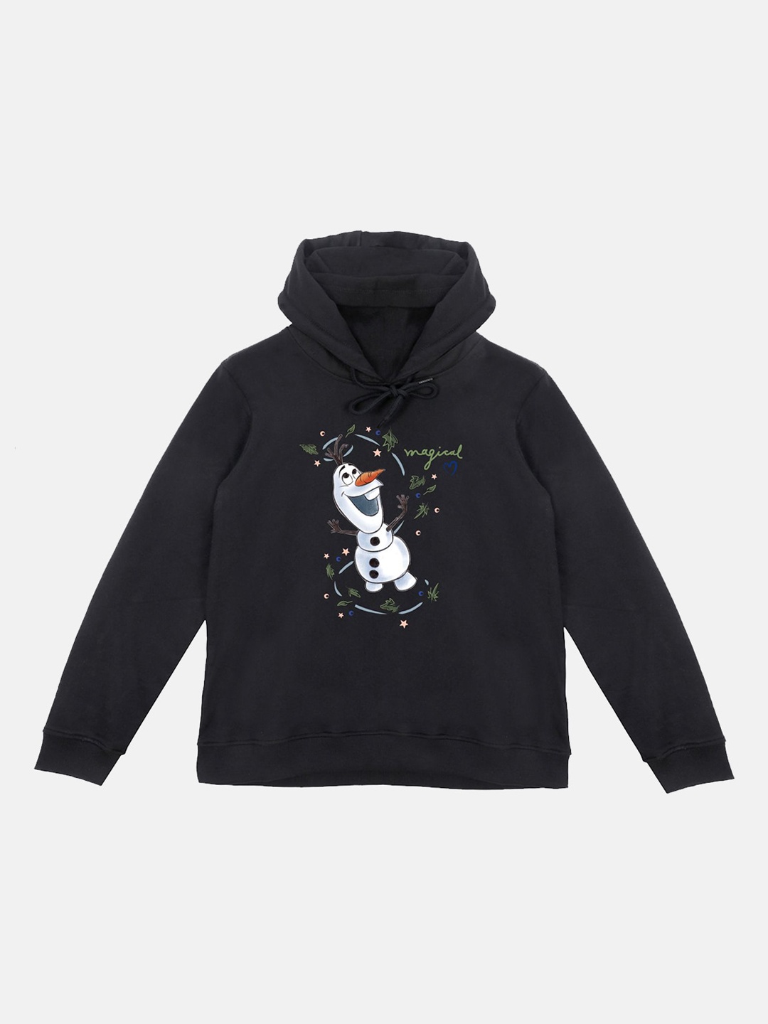 

Disney by Wear Your Mind Girls Black Frozen Printed Hooded Sweatshirt