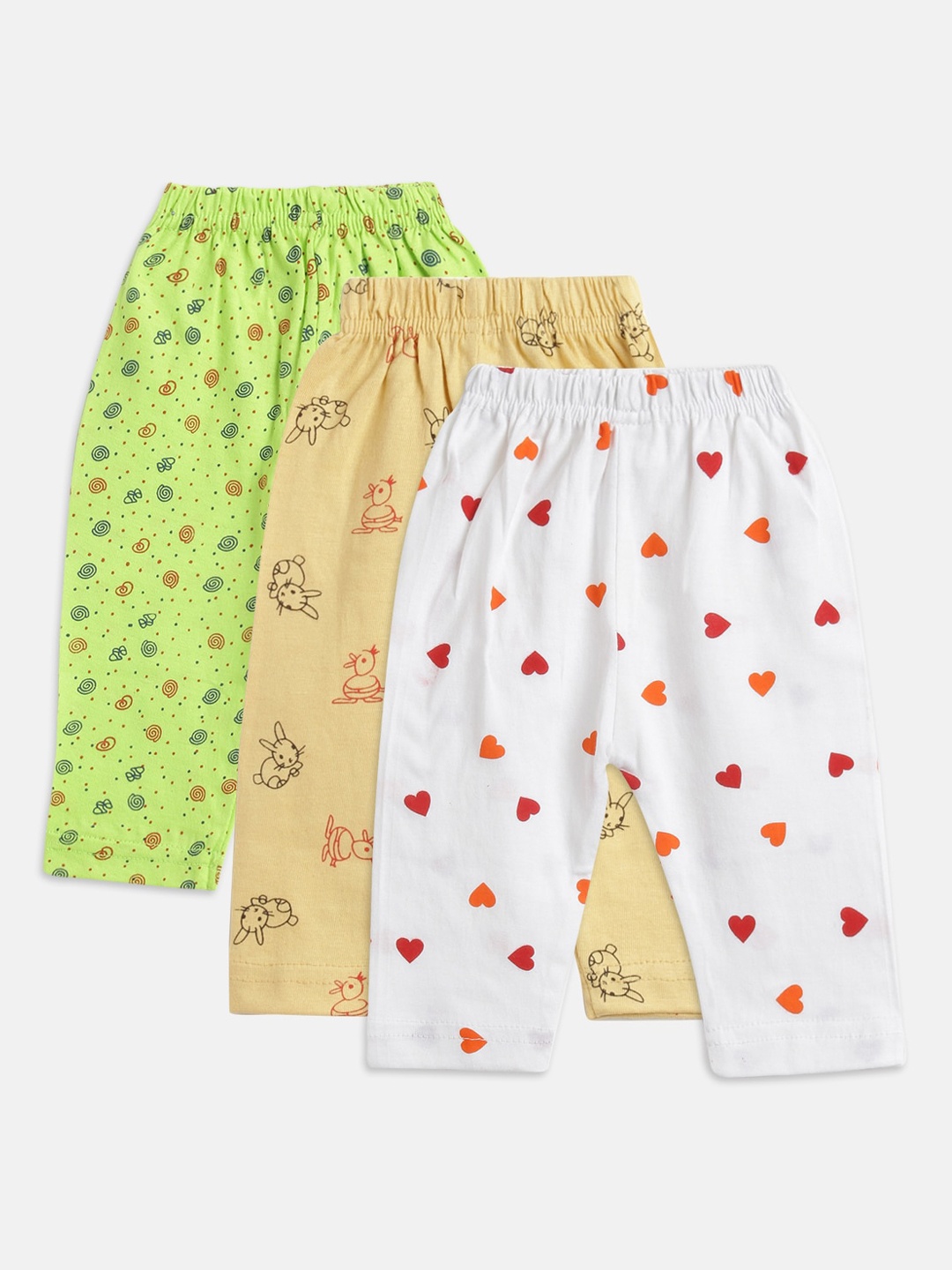 

Kids On Board Infant Girls Pack Of 3 Printed Cotton Ankle-Length Leggings, Green