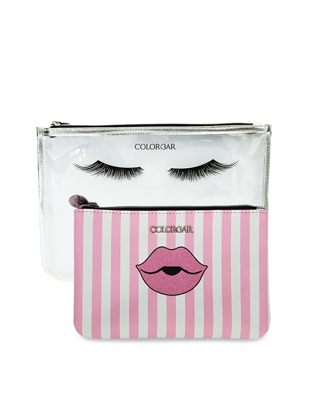 

Colorbar White & Pink Set of 2 Lips & Lashes Flat Pouches