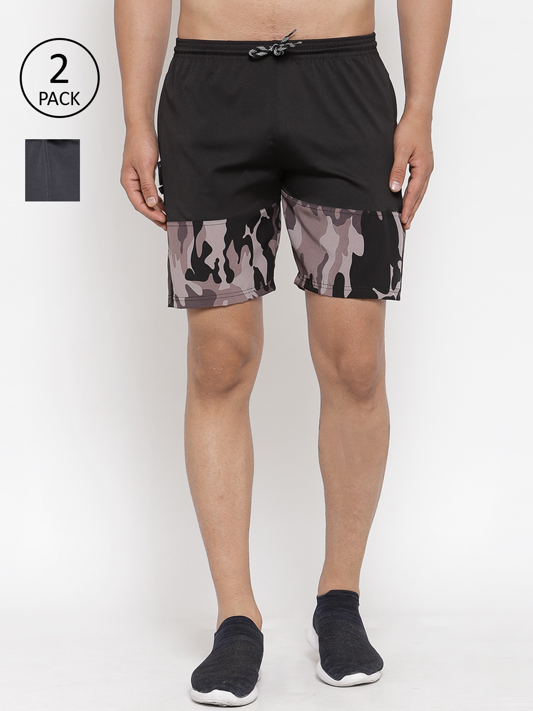 

KLOTTHE Men Men Pack Of 2 Multicoloured Colourblocked Sports Shorts, Multi