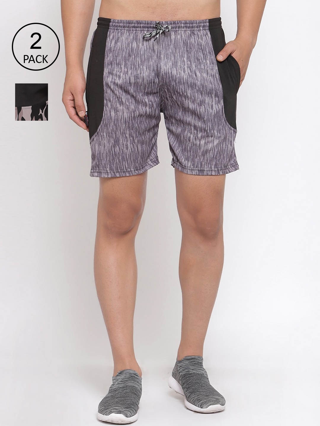 

KLOTTHE Men Pack Of 2 Sports Shorts, Black
