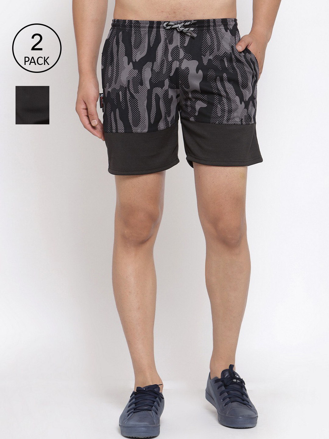 

KLOTTHE Men Pack Of 2 Multicoloured Printed Sports Shorts, Multi
