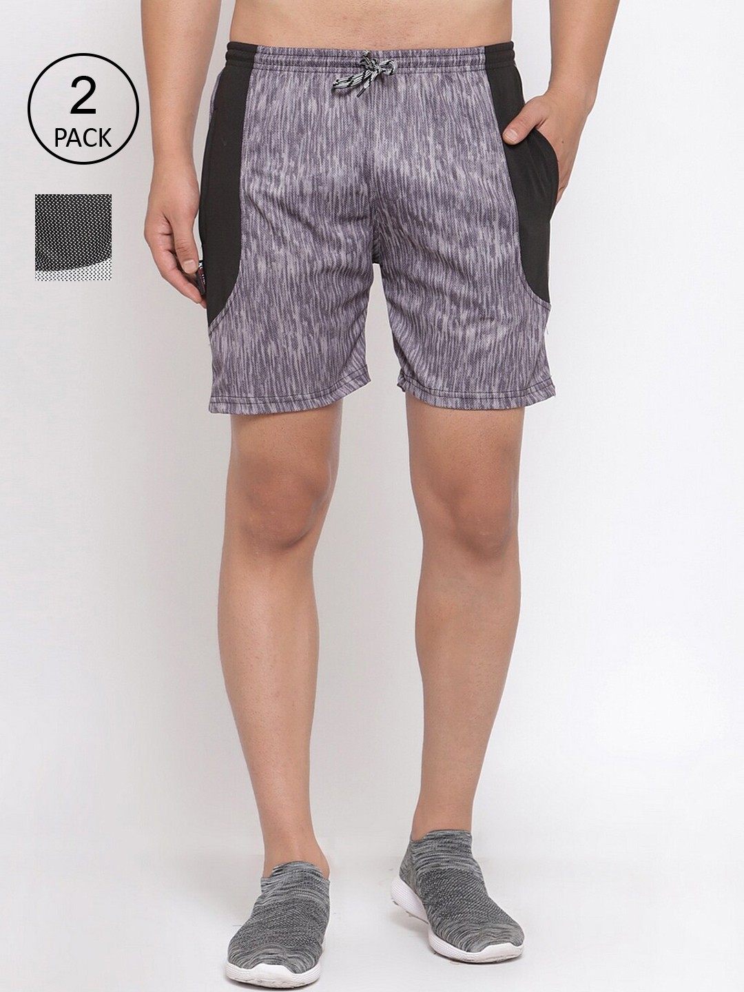 

KLOTTHE Men Pack Of 2 Training or Gym Sports Shorts, Grey