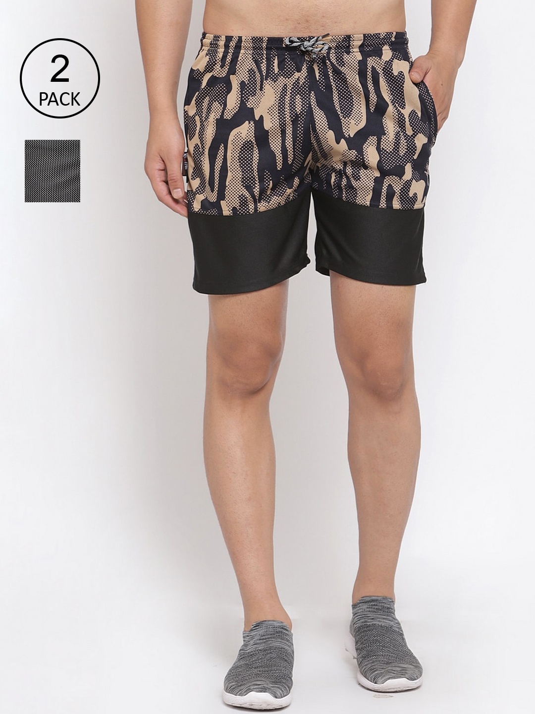 

KLOTTHE Men Pack Of 2 Multicoloured Printed Sports Shorts, Multi