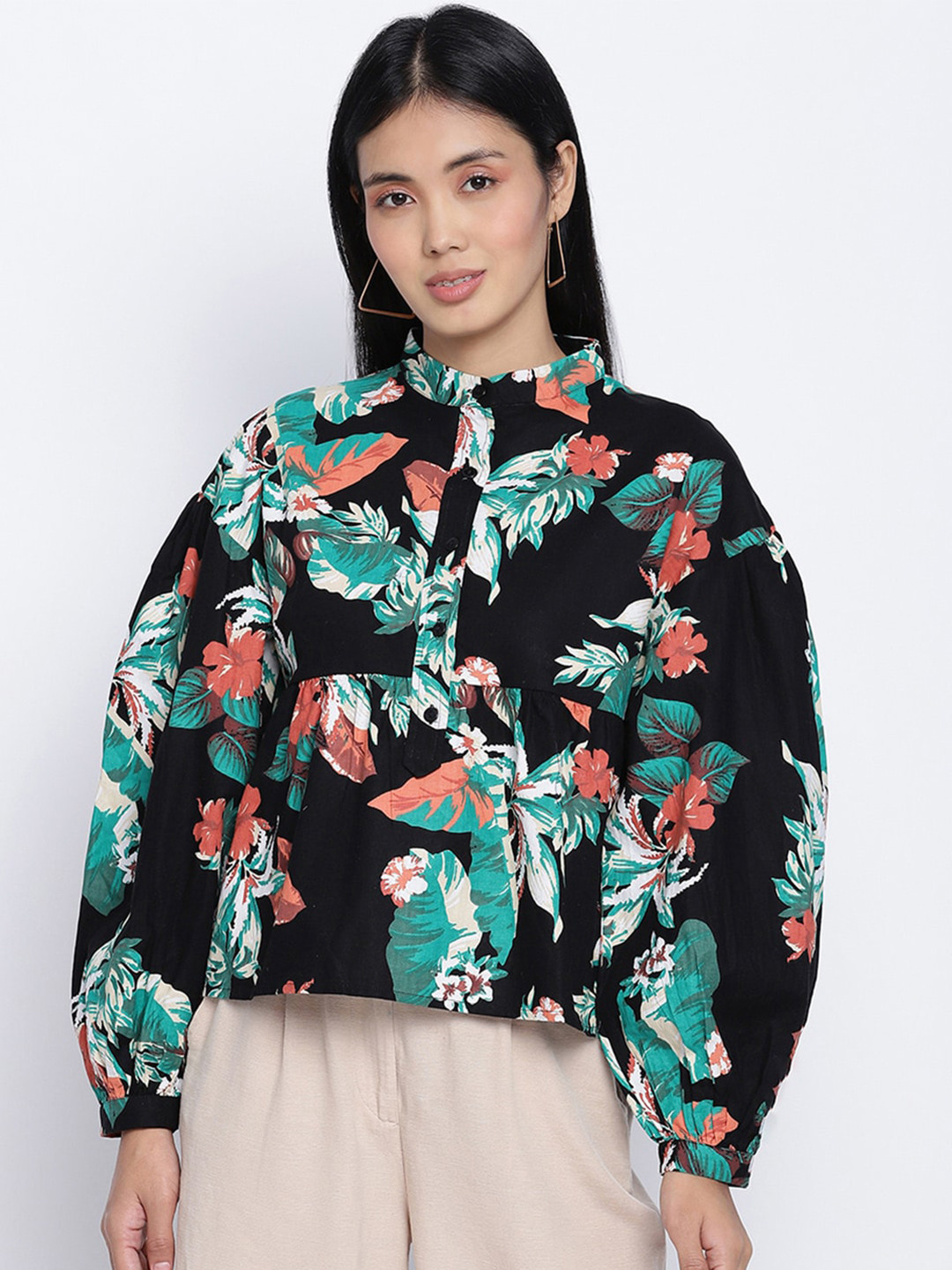 

Oxolloxo Multicoloured Floral Shirt Style Top, Multi