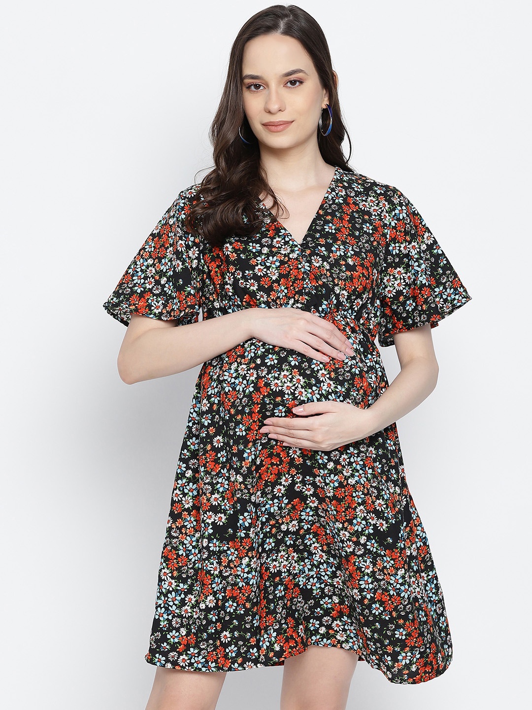 

Oxolloxo Multicoloured Floral Crepe Maternity Dress, Multi