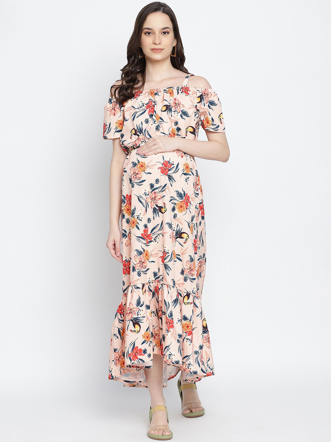 

Oxolloxo Multicoloured Floral Satin Maternity Maxi Dress, Multi