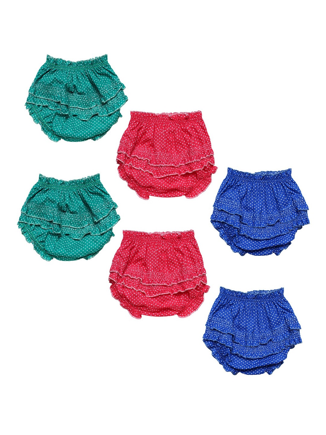 

Superminis Girls Pack Of 6 Frilled Cloth Nappy, Green