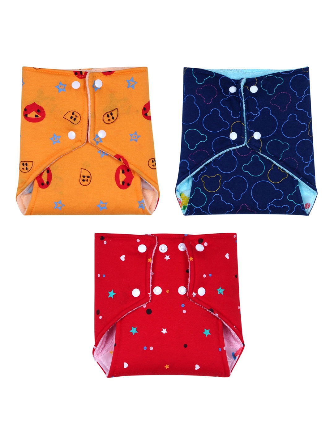 

Superminis Infant kids Pack of 3 Printed Reusable Nappies, Red