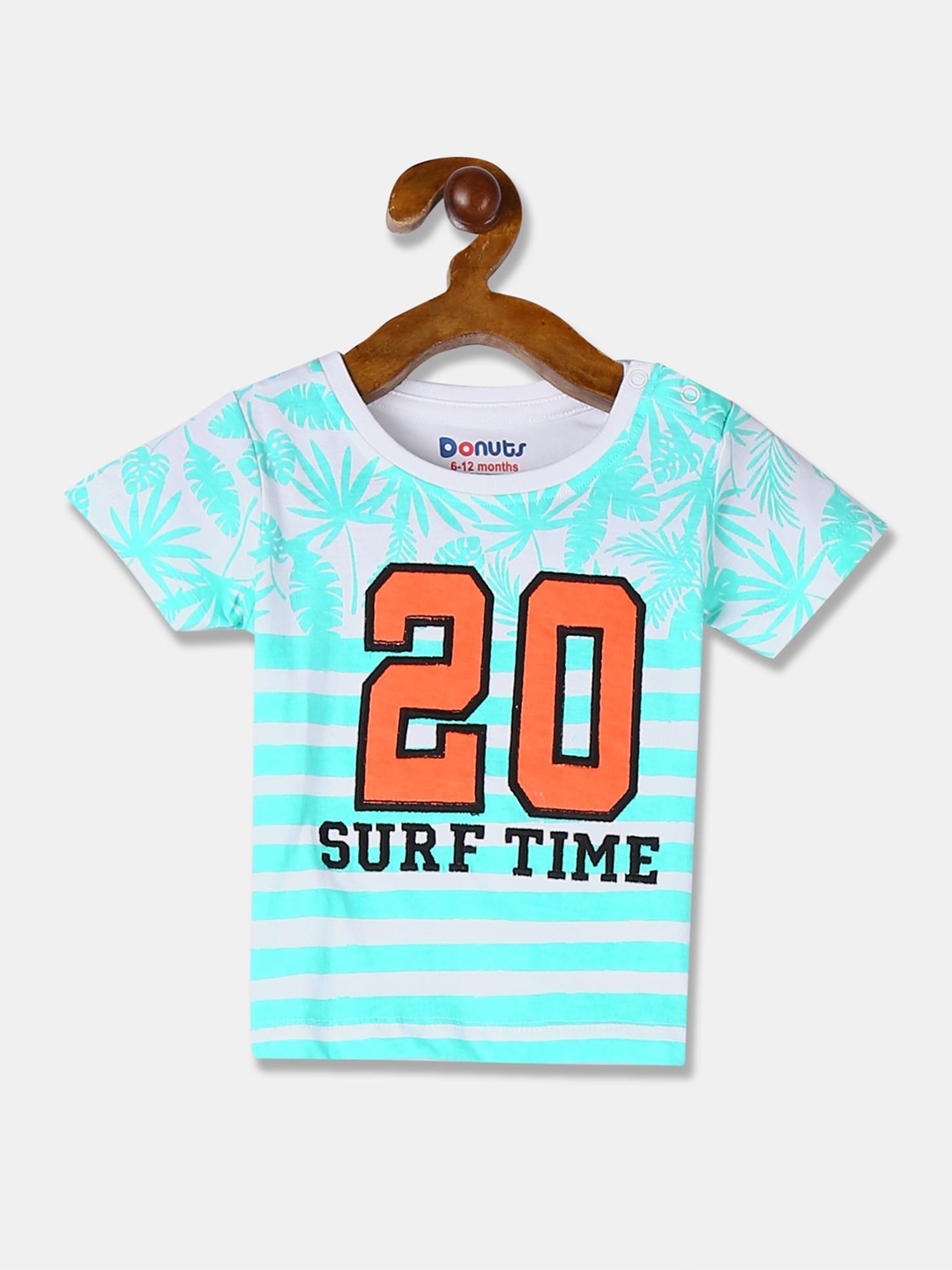 

Donuts Boys Blue & Orange Typography Printed T-shirt