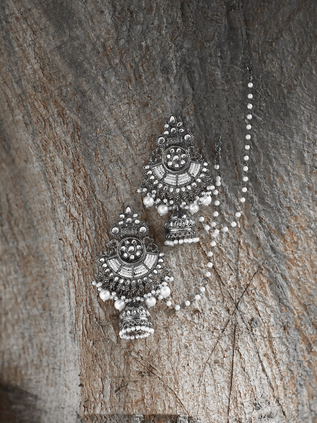 

Adwitiya Collection Silver-Toned Contemporary Drop Earrings