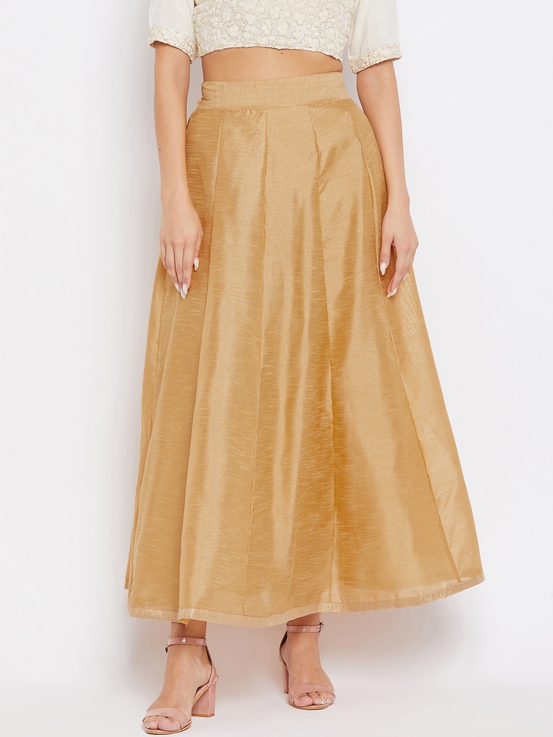 

Clora Creation Women Beige Solid Maxi Length Flared Skirt