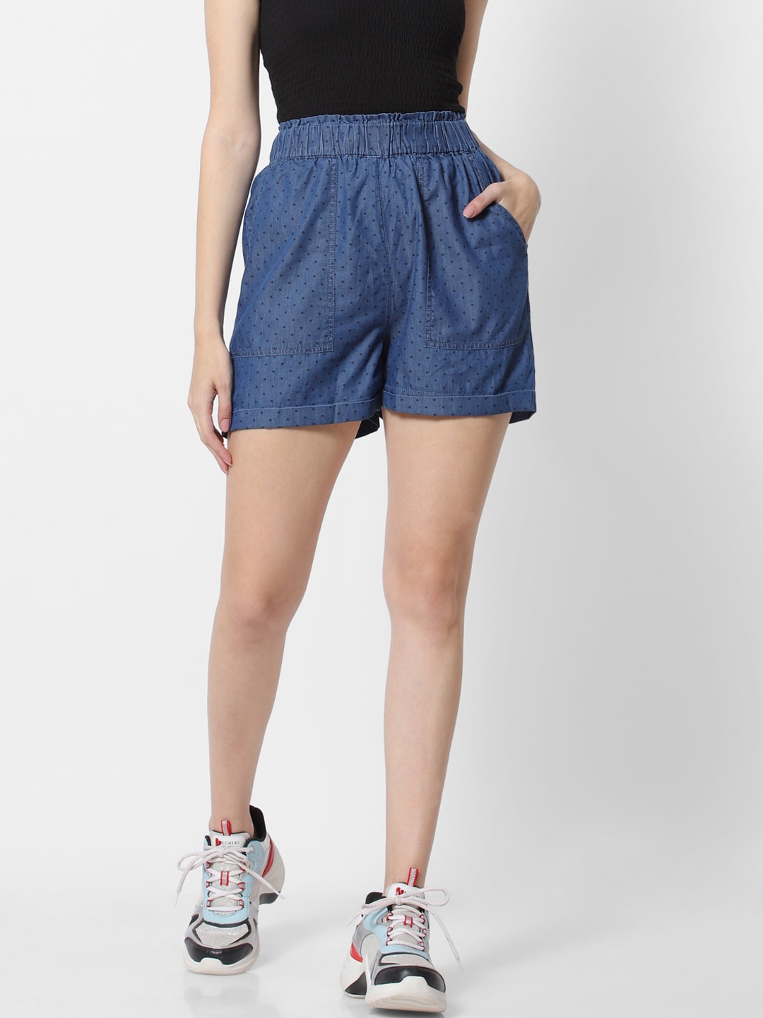 

MARCA Disati Women Blue High-Rise Regular Shorts
