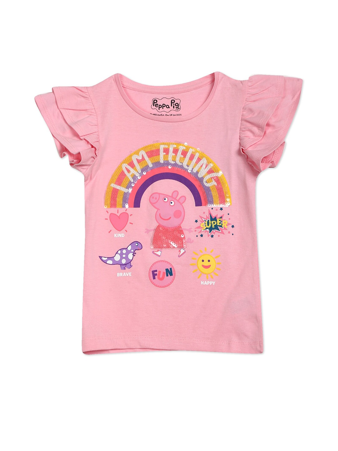 

Colt Girls Pink & Yellow Peppa Pig Printed T-shirt