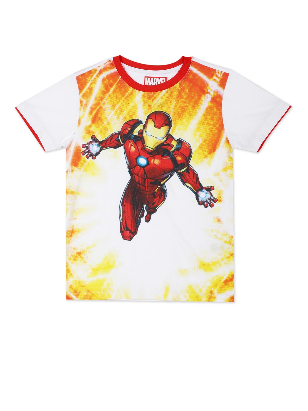 

Colt Boys White & Yellow Iron Man Printed T-shirt