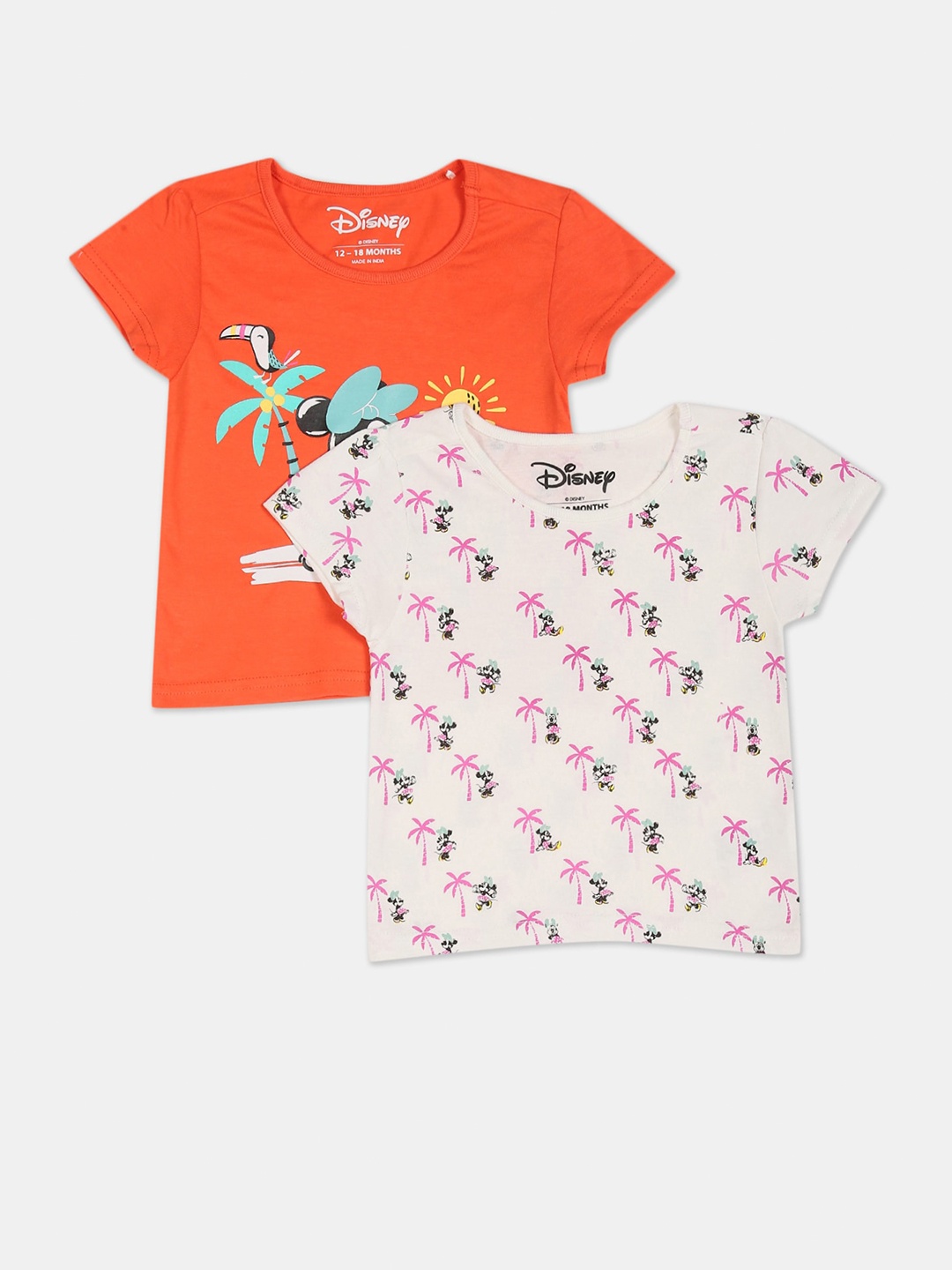 

Colt Girls Pack Of 2 Minnie Mouse Printed T-shirt, Orange