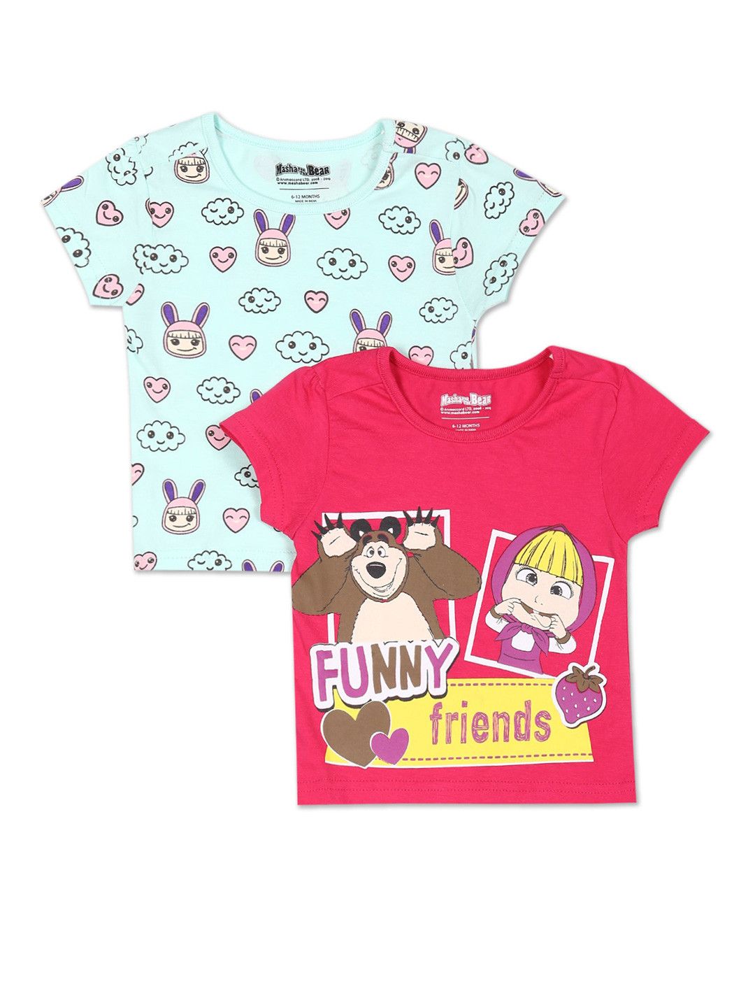 

Colt Girls Pack Of 2 Masha & The Bear Printed T-shirt, Pink
