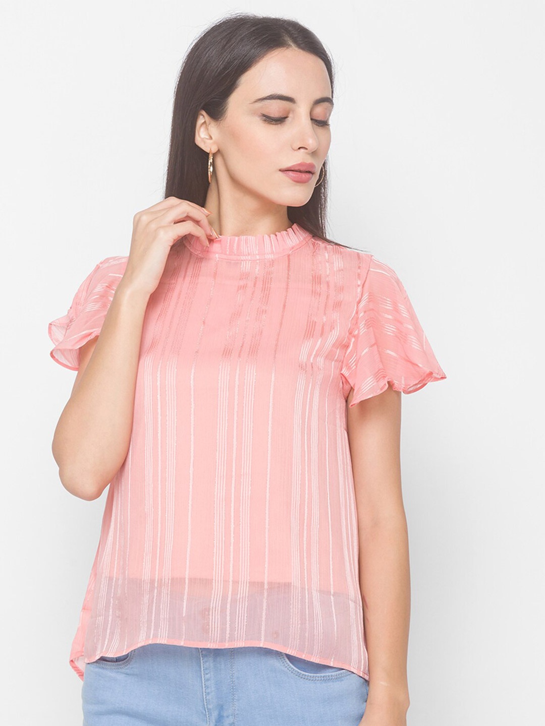 

Globus Orange Ruffles A-Line Top