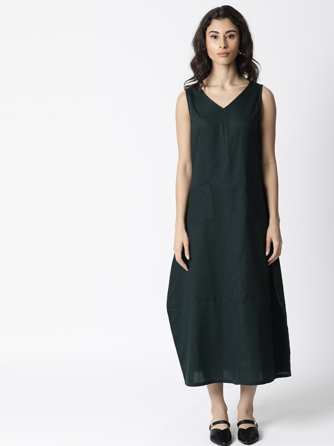 

RAREISM Green A-Line Midi Dress