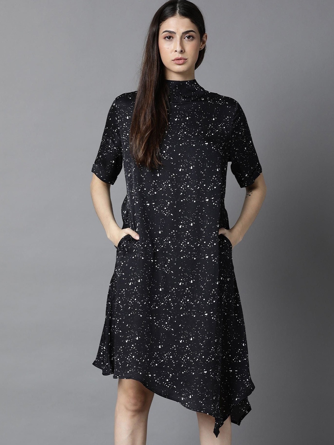 

RAREISM Black & White A-Line Dress