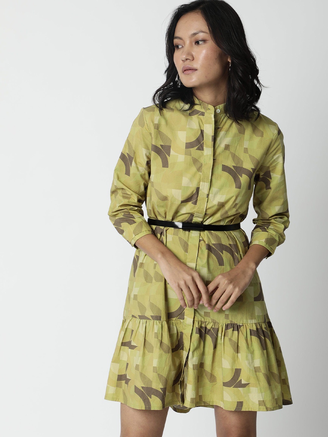 

RAREISM Green Printed Shirt Dress