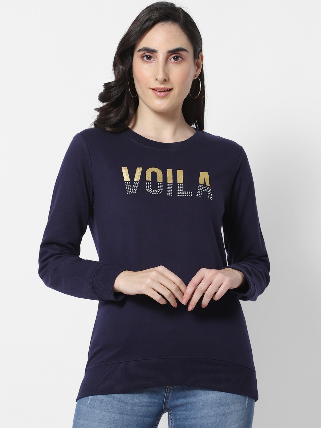 

MARCA Disati Women Navy Blue Printed Sweatshirt