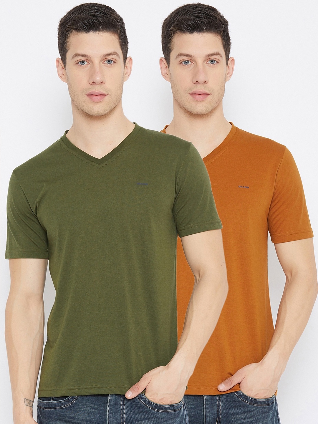 

Okane Men Pack Of 2 Cotton T-shirts, Tan