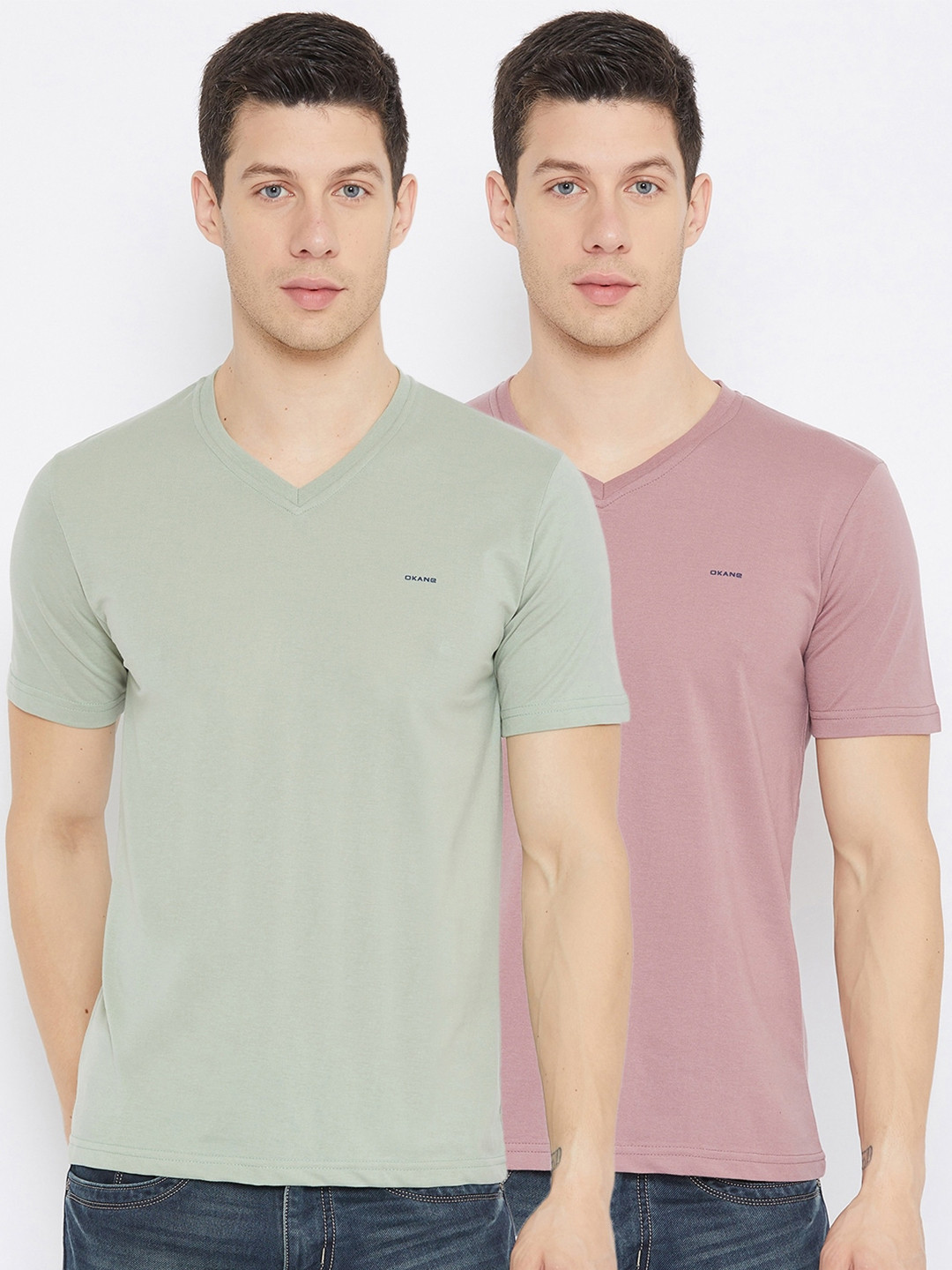 

Okane Men Pack Of 2 Cotton T-shirts, Pink