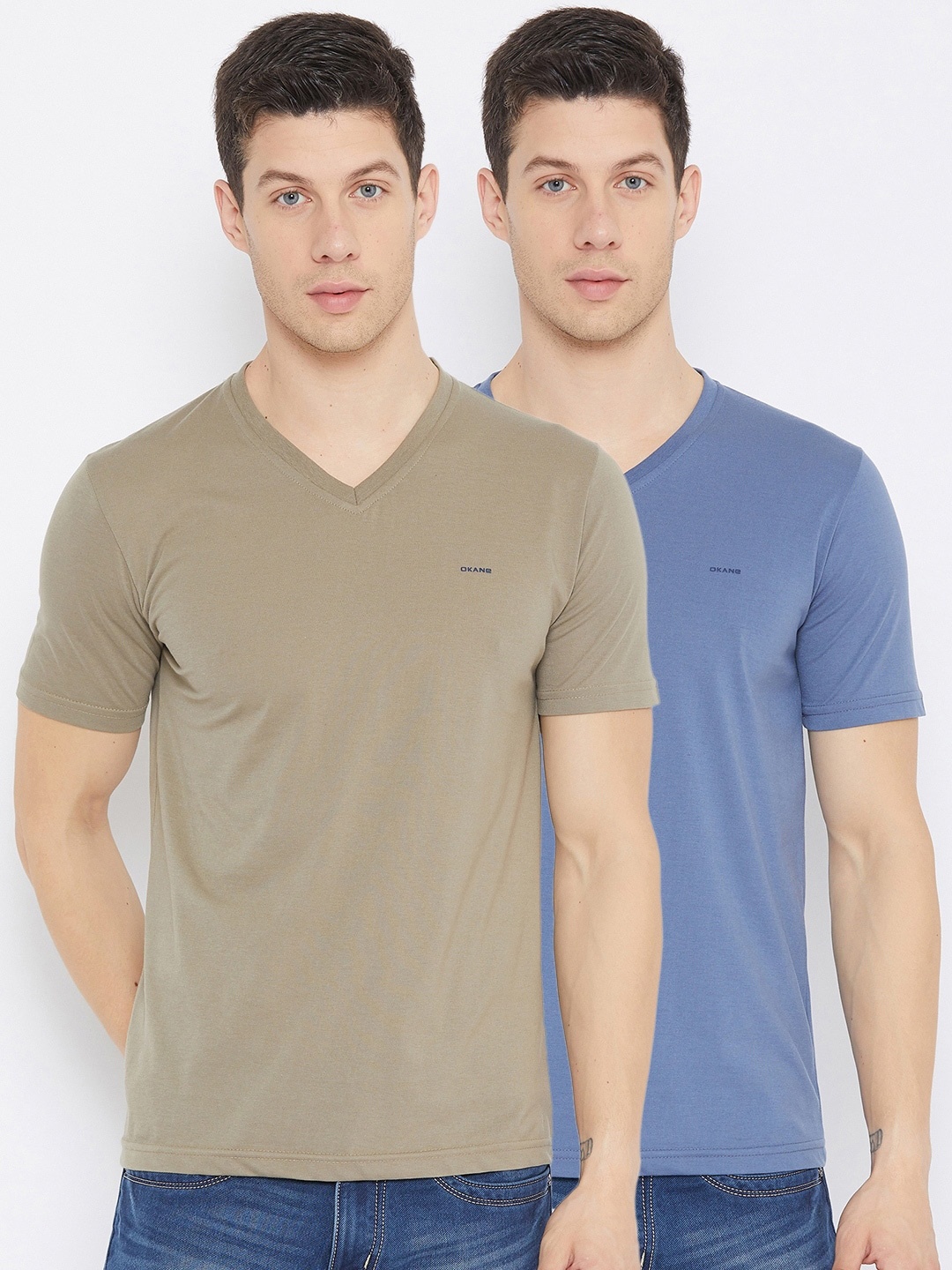 

Okane Men Pack Of 2 Cotton T-shirts, Blue