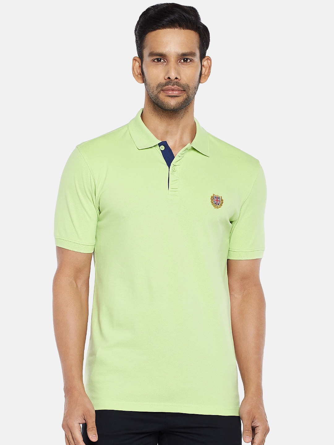

BYFORD by Pantaloons Men Green Polo Collar Slim Fit T-shirt