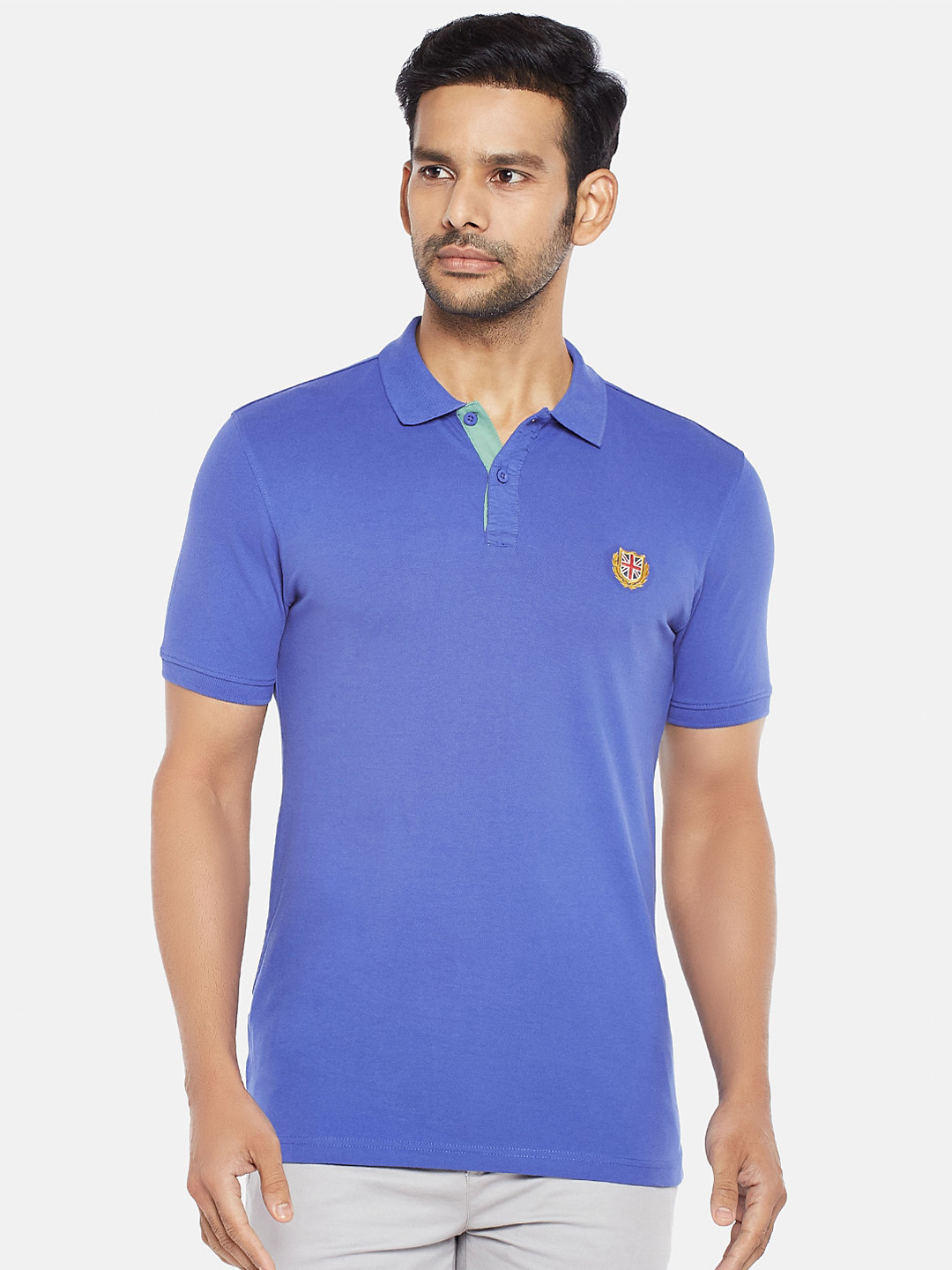 

BYFORD by Pantaloons Men Blue Polo Collar Slim Fit T-shirt