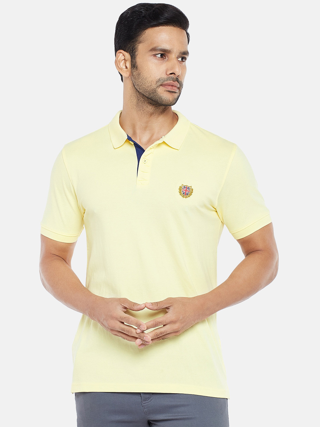

BYFORD by Pantaloons Men Yellow Polo Collar Slim Fit T-shirt