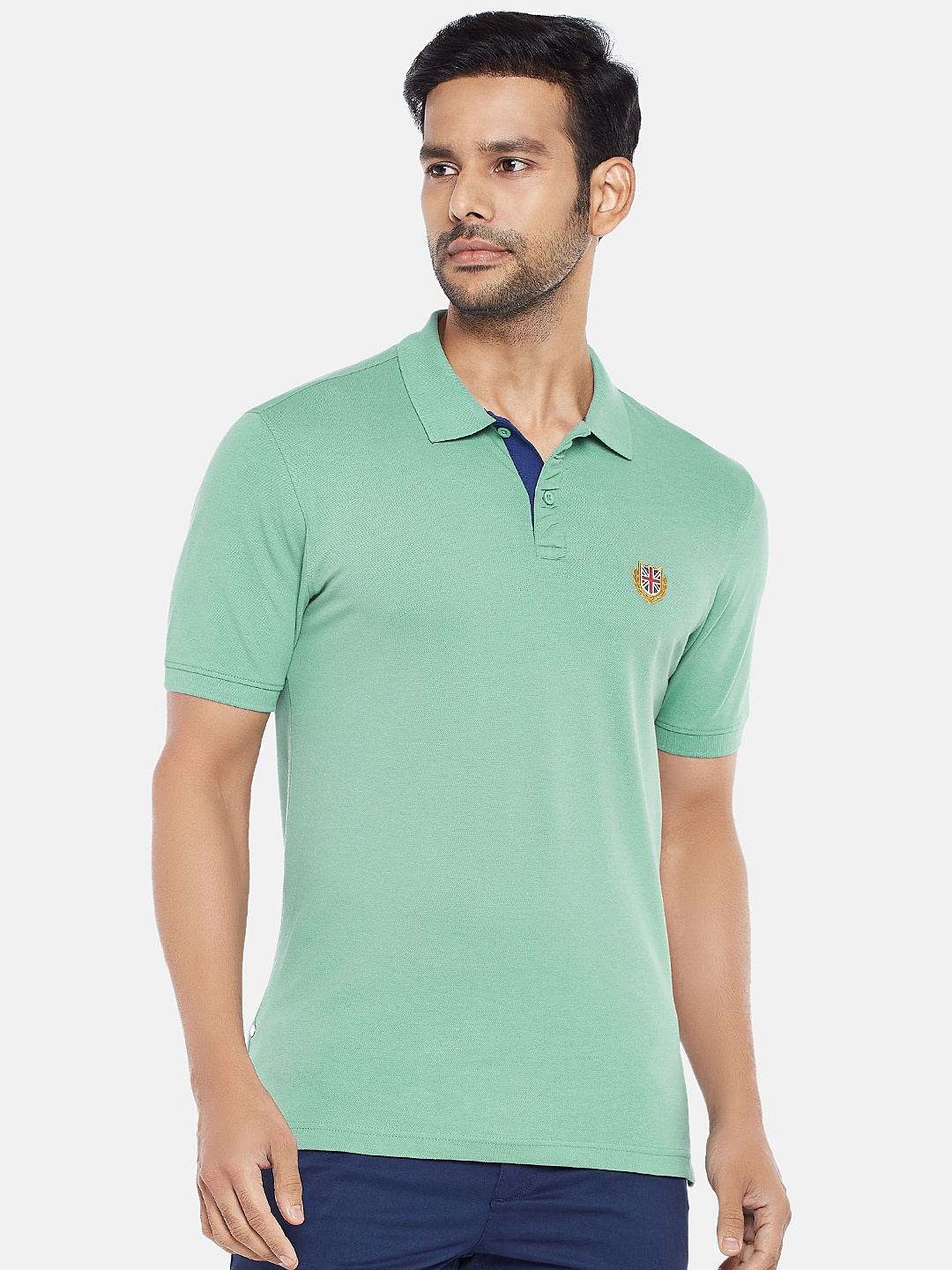 

BYFORD by Pantaloons Men Green Polo Collar Slim Fit T-shirt