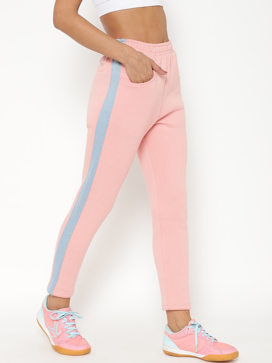 

CHKOKKO Women Pink Solid Straight-Fit Antimicrobal Cotton Track Pants