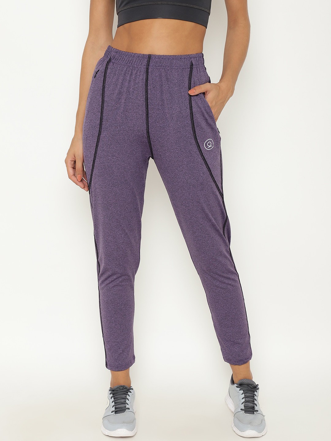 

CHKOKKO Women Purple Polyester Sports Workout Lower