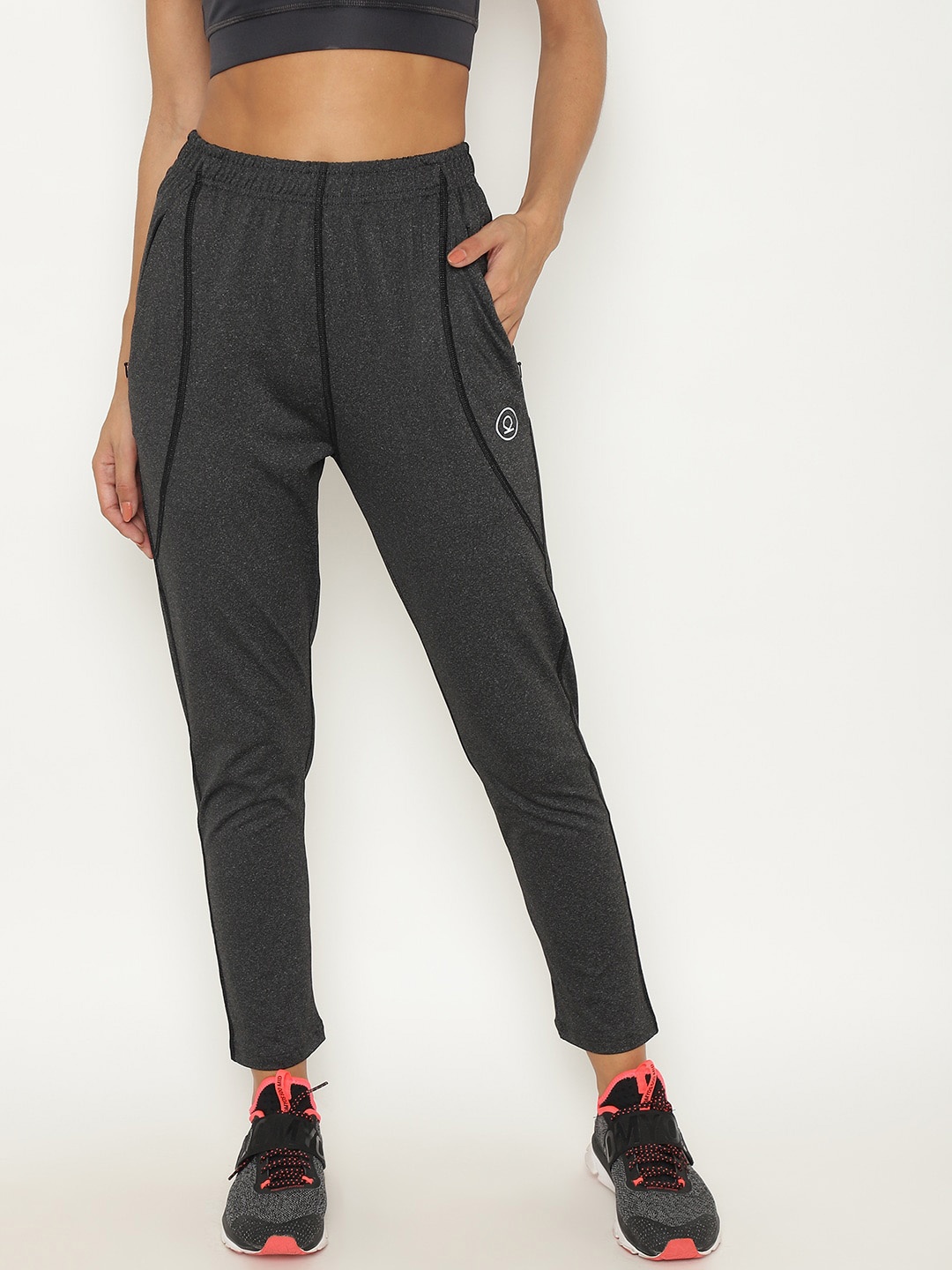 

CHKOKKO Women Grey Solid Regular Fit Track Pants