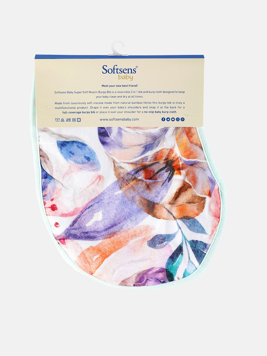 

Softsens Infants Multicoloured Printed Bamboo Cotton Bib, Multi